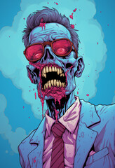 picture of a man with zombie head and glasses