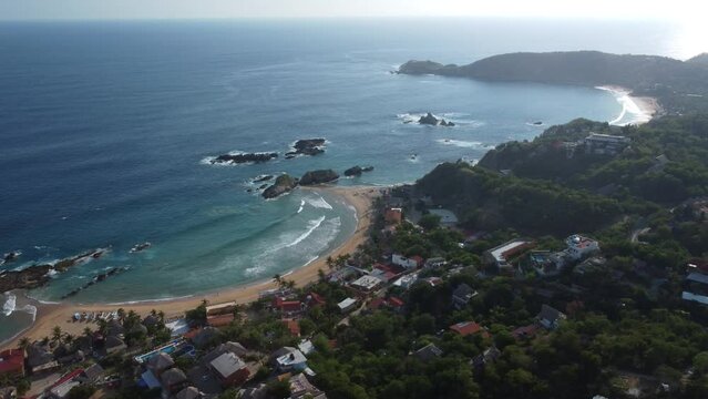 San Agustinillo, Mazunte, Punta Cometa Drone View Oaxaca Coast Mexico