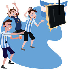 Torcedores argentinos lamentando derrota ou gol sofrido pela equipe nacional - obrazy, fototapety, plakaty