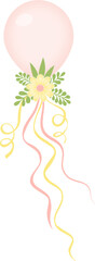 Vector Illustration Balloon Ribbon Party Decoration in Pastel Color