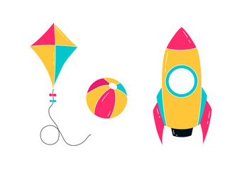 Set of toys vector concept