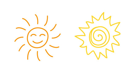 Doodle sun vector set