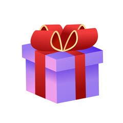 Vector realistic blue gift box with bow and ribbon