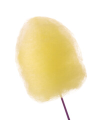 One sweet yellow cotton candy isolated on white