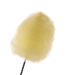 One sweet yellow cotton candy isolated on white