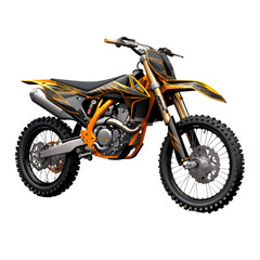 Motocross Bike Isolated on Transparent or White Background, PNG