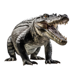 Fierce Crocodile Representation Isolated on Transparent or White Background, PNG