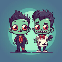 Fototapeta premium Children dressed as zombies for the Halloween party, treat or trick