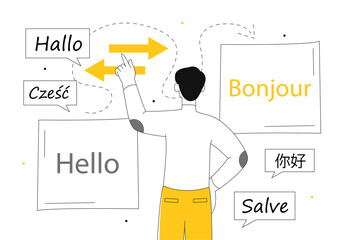 Translator with text vector line concept