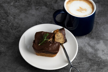 Chocolate Banana Cake with Hot Latte