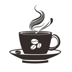 A cup of hot cafe coffee or caffeine drink flat vector icon for food apps and websites
