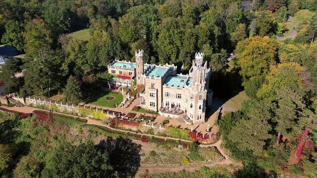 Drone photo, drone shot, drone video, drone flight along the Elbe, close-up of the Elbe castles, Eckberg Castle, Lingler Castle, Lingler Terraces restaurant, Albrechtsburg Castle, vineyards, Elbe