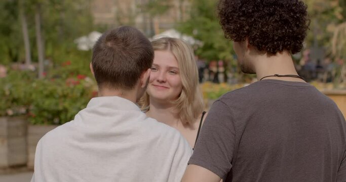 Girl and two guys in the city. Love triangle. She need to decide which of the two guys she wants to pursue a relationship with. Navigating multiple emotional attachments and loyalties.