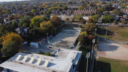 Fototapeta na wymiar Aerial view of a Hockey rink in fall