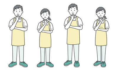 顔に手を当てて悩む介護士男女
