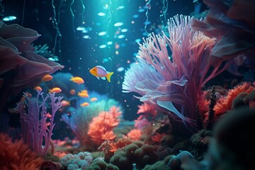 Fototapeta na wymiar coral reef in aquarium, Generative AI