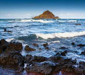 The Red Sand of Koki Beach With Alau Island in The Distance, Koki Beach Park, Hana, Maui, Hawaii,...