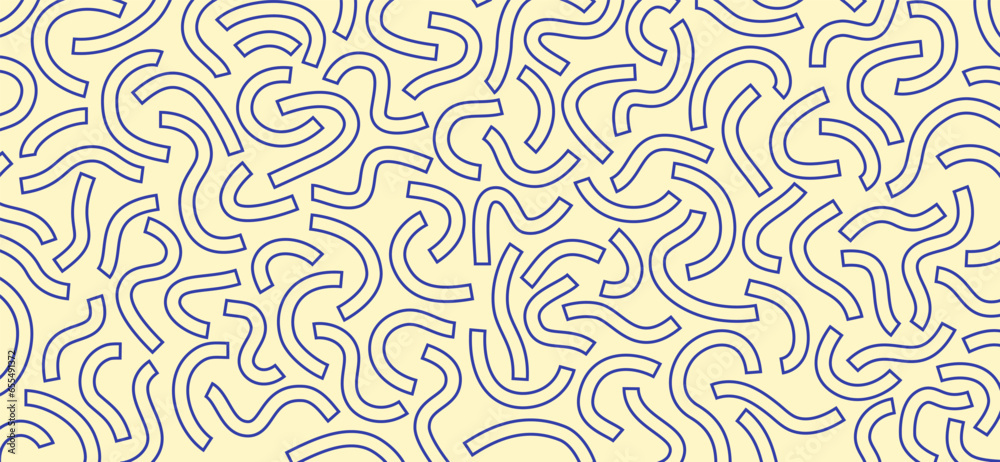 Poster monochrome doodle pattern. funny monochrome pattern. curved blue lines