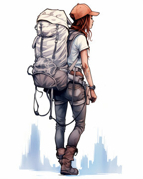 Travelling woman with bag