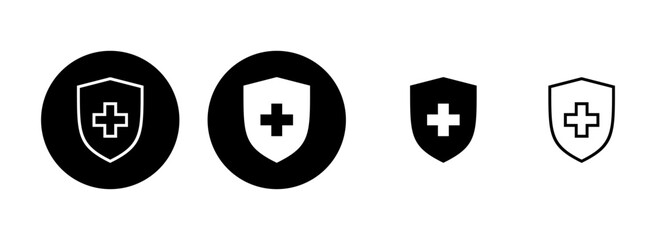 Health insurance icon set illustration. Insurance document sign and symbol
