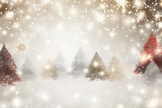 Glittery and Sparkly Christmas Graphic - Winter Snow and Christmas Trees Background Template
