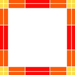 White square with red, orange, and yellow frame