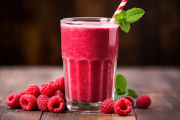 raspberry smoothie with mint