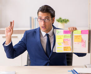 Young handsome employee planning his work activity