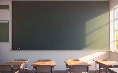 empty classroom with blackboard with copy space ai generated