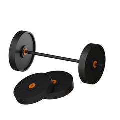 Weight Training Dumbbells and Bars icon , For Gym, 3D illustration. 