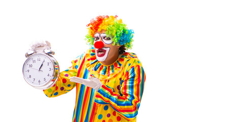 Male clown isolated on white