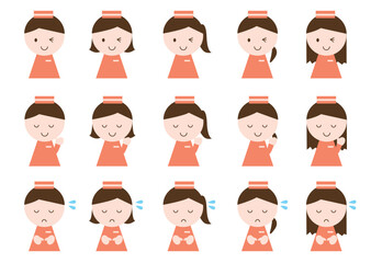 色々な表情の女性店員アイコン