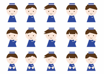 色々な表情の男性店員アイコン