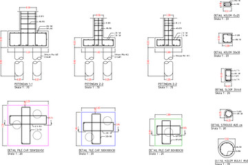 Vector sketch illustration of the detailed design of the building's lower structure