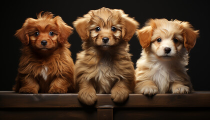 Cute puppy sitting, looking at camera, purebred dog, small generated by AI