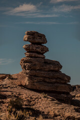 Fototapeta na wymiar Vertical rock formation found traveling through America.