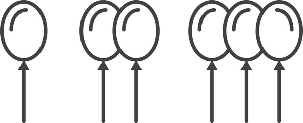 Vector set of isolated balloons for template and invitation, decoration on the transparent background. Concept of birthday and anniversary celebration.