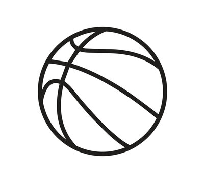 recommend clip art: Basketball ball with black bold outlines for logo. Vector illustration icon isolated on white background.
                    