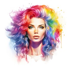 Obraz na płótnie Canvas Colorful watercolor abstract woman portrait. Non-existent fictional character