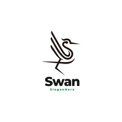 modern swan line vector logo