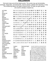 Halloween word search puzzle. Answer included.
