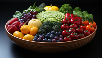 Fototapeta na wymiar Freshness and variety in a healthy bowl of organic vegetables generated by AI
