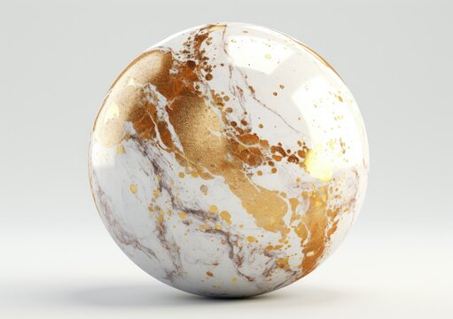 Luxury Gold Marble texture ball. Panoramic Marbling texture design object. AI Generative.