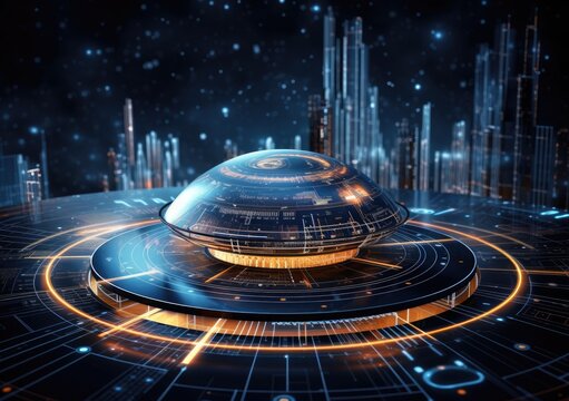 abstract technology futuristic concept, theme of artificial intelligence, Futuristic Sci fi Neon. HUD technology.