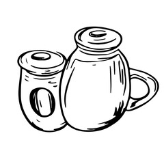 Christmas food and drink outline