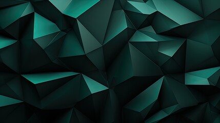Abstract 3D Geometric Shapes: Dark Bottle Green and Jade
