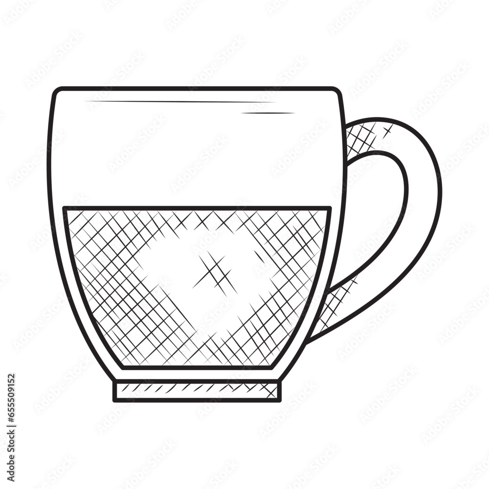 Wall mural coffee cup draw illustration