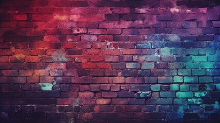 Horror-Themed Cracked Brick Wall in Magenta and Red
