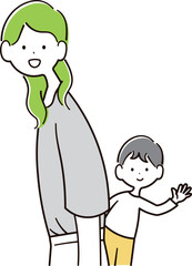 母親と男の子のイラスト素材