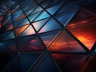 Abstract polygonal technology background with arrows and colourful lights.